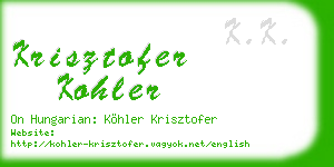 krisztofer kohler business card